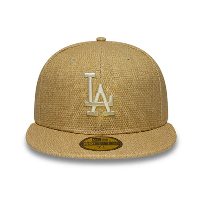 Pictured is this MLB Straw LA Dodgers 59FIFTY Fitted cap in beige. 2