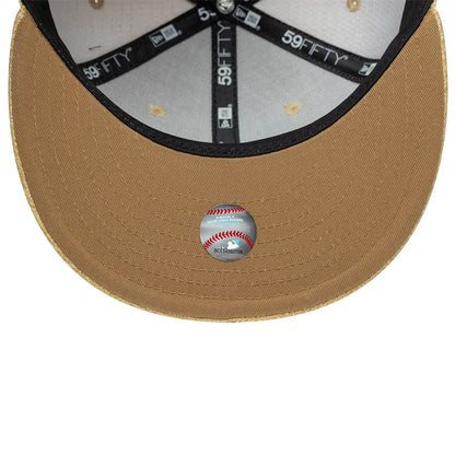 Pictured is this MLB Straw LA Dodgers 59FIFTY Fitted cap in beige. 5