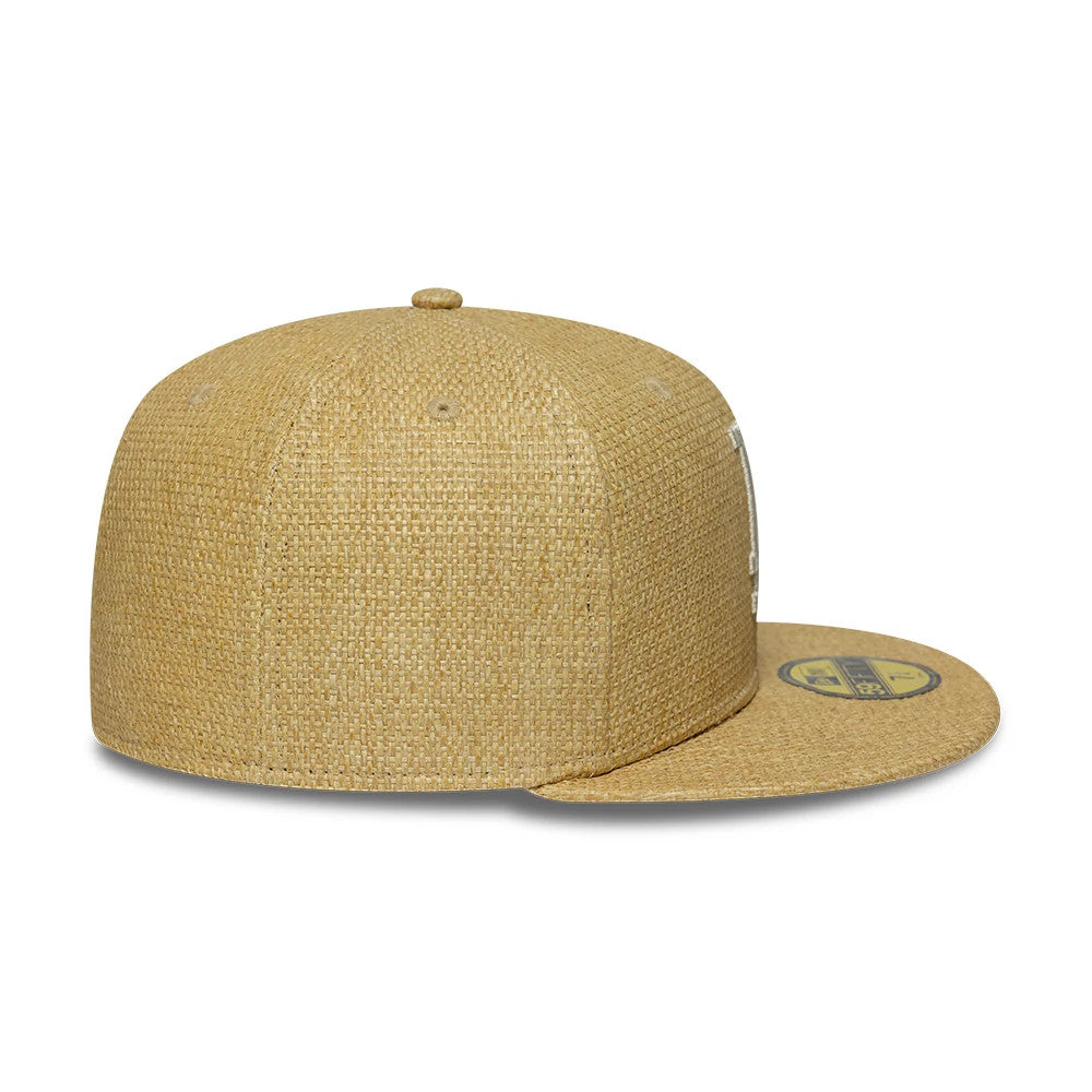 Pictured is this MLB Straw LA Dodgers 59FIFTY Fitted cap in beige. 7