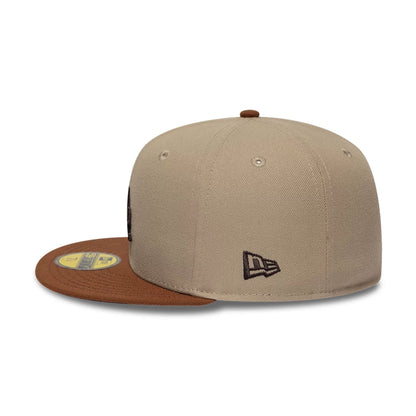 Pictured is this MLB Mocha Mousse LA Dodgers 59FIFTY Fitted cap in multi. 6