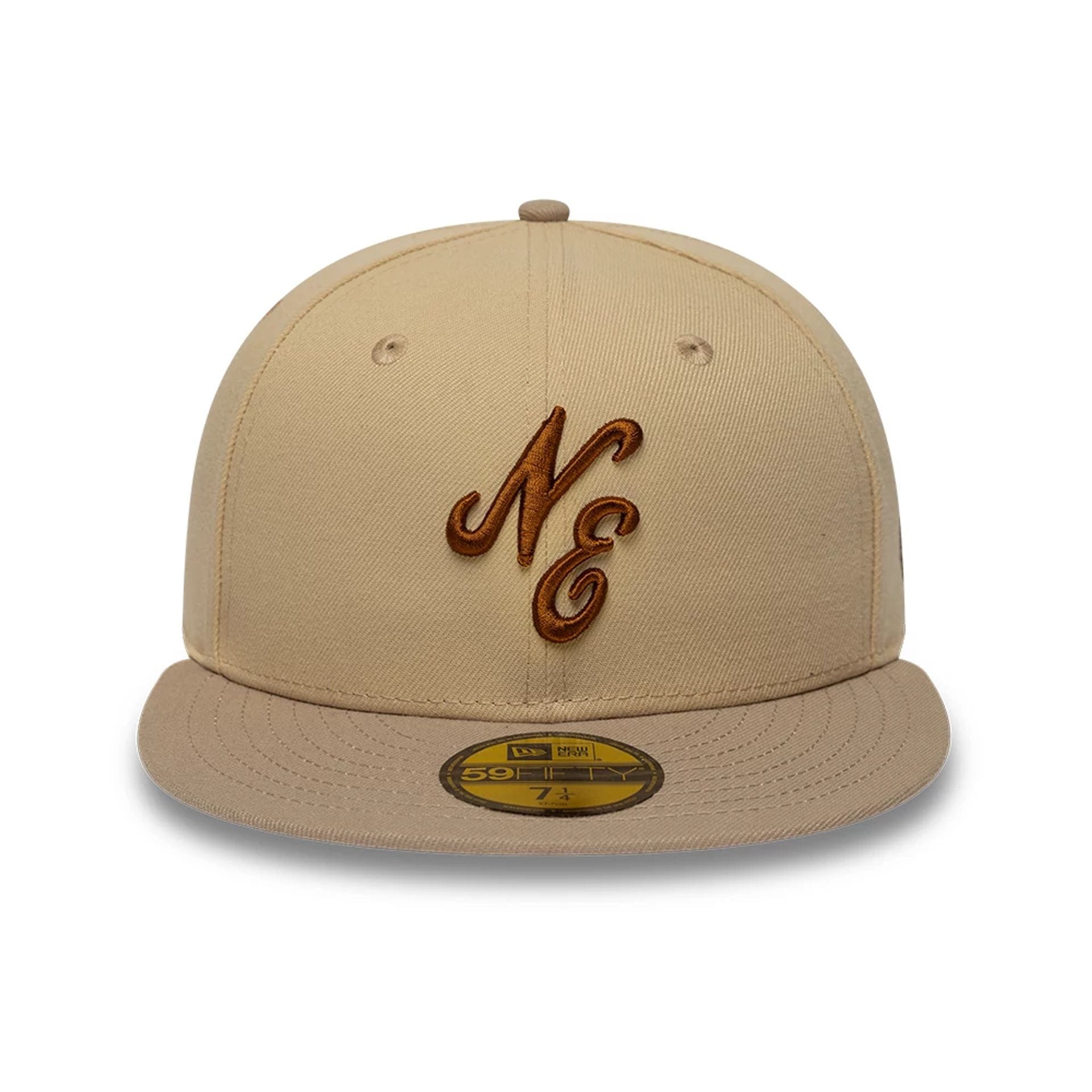 Pictured is this New Era Mocha Mousse 59FIFTY Fitted cap in light beige. 3