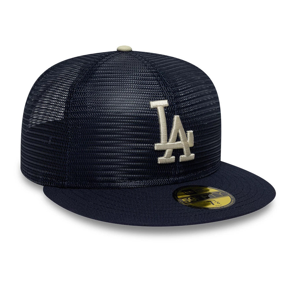 Pictured is this MLB All Mesh LA Dodgers 59FIFTY Fitted cap in navy. 4
