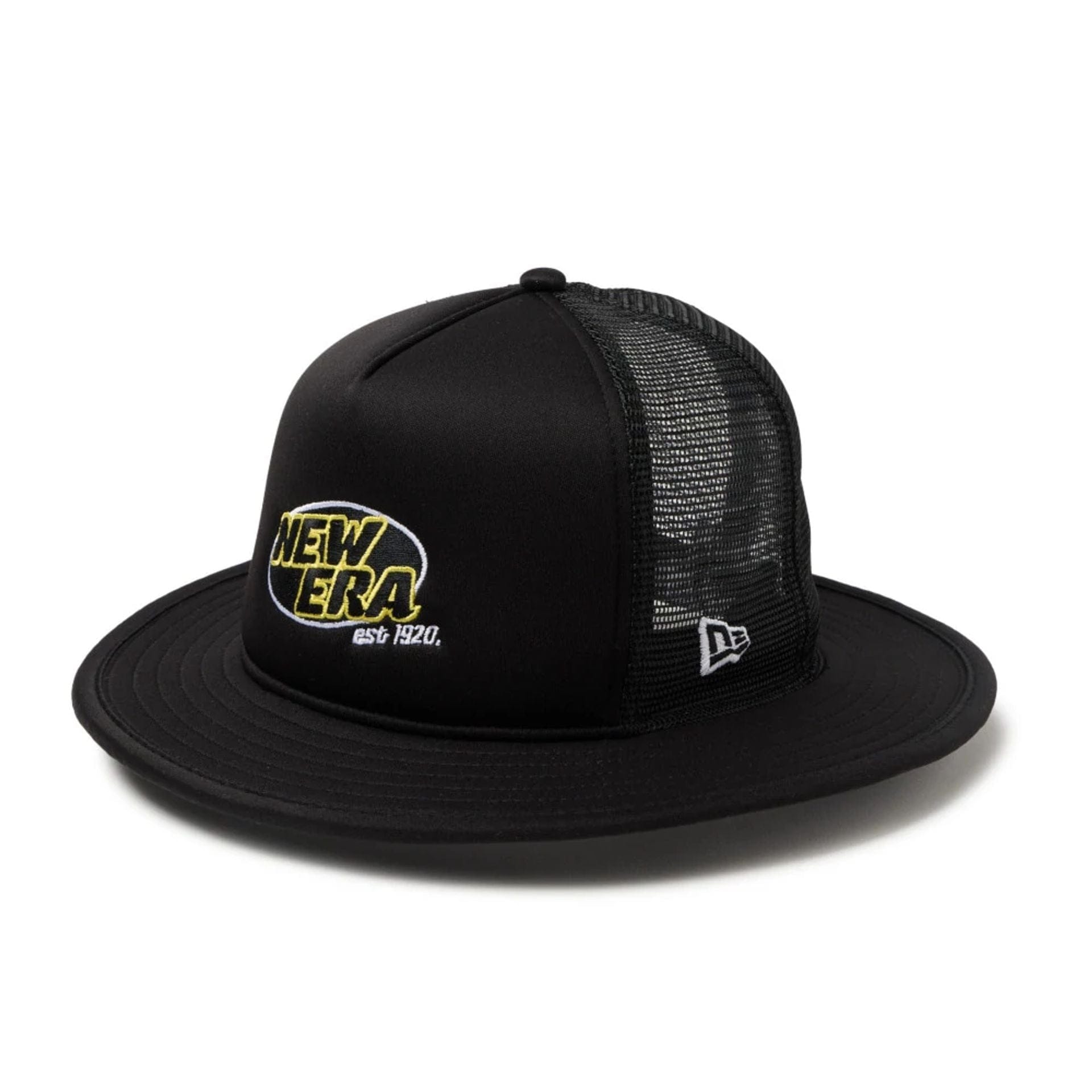 Pictured is this New Era Fitted Bucket hat in black. 1