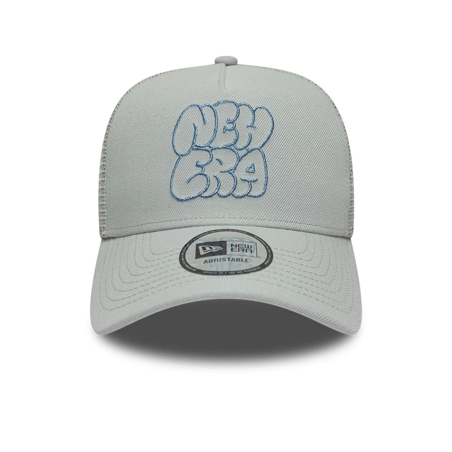 Pictured is this New Era Wall Art Bubble 9FORTY A-Frame Trucker cap in Light Grey. 2