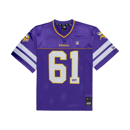 The model is wearing this NFL Minnesota Vikings Mesh Jersey in purple. 1
