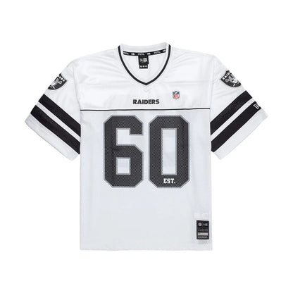 The model is wearing this NFL Las Vegas Raiders Mesh Jersey in white. 7
