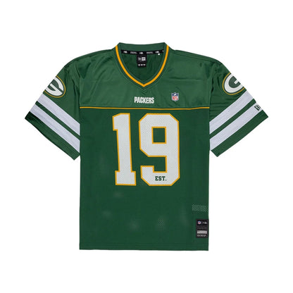The model is wearing this NFL Green Bay Packers Mesh Jersey in green. 1