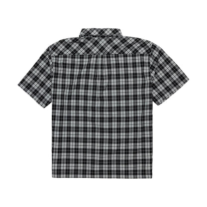 This is a New Era Check Short Sleeve Shirt in black. 2
