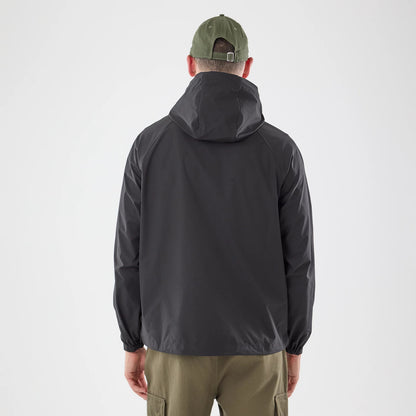 The model is wearing this New Era Windbreaker Jacket in black. 2