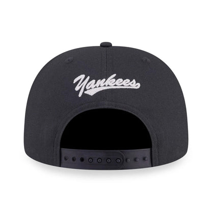 Pictured is this MLB Denim Patchwork New York Yankees 9FIFTY Snapback cap in black. 3