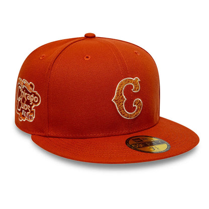 Pictured is this MLB Pack Chicago Cubs 59FIFTY Fitted cap in dark orange. 1
