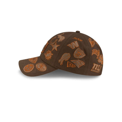 Pictured is this NFL X Bad Bunny All Over Logos Casual Classic cap in brown. 4
