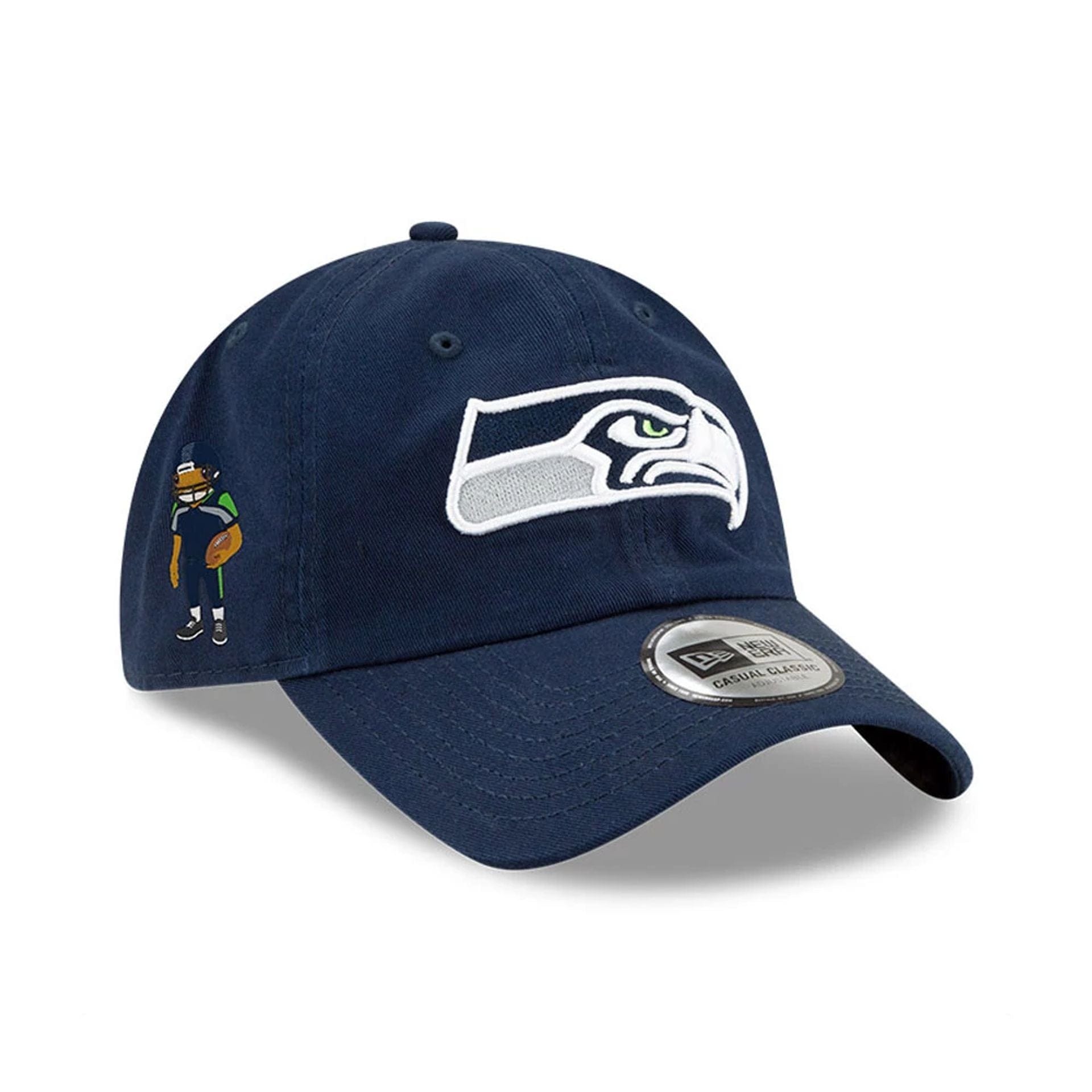 Pictured is this NFL X Bad Bunny Seattle Seahawks Casual Classic cap in navy. 1