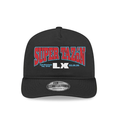 Pictured is this NFL X Bad Bunny Super Tazon LX 2026 19TWENTY Adjustable cap in black. 2