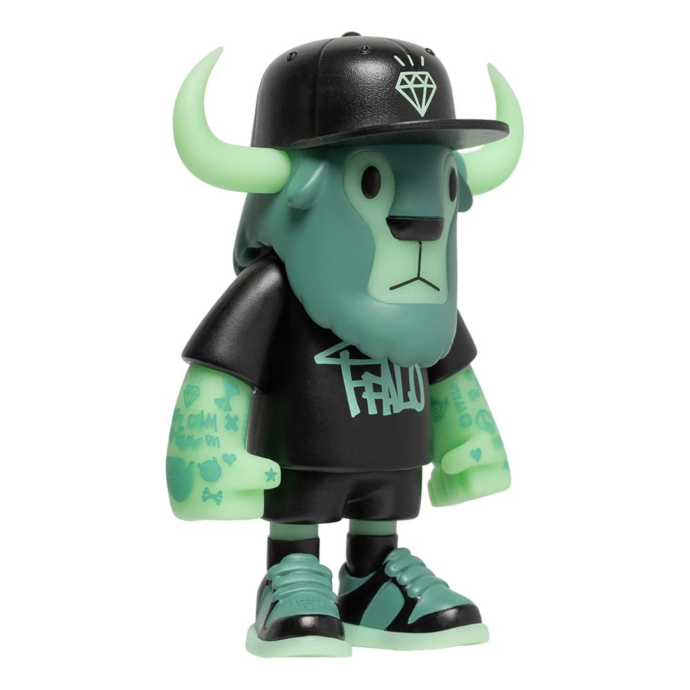 Pictured is this New Era 59FIFTY Day 2026 Glow In The Dark Ffalo figure in black. 5