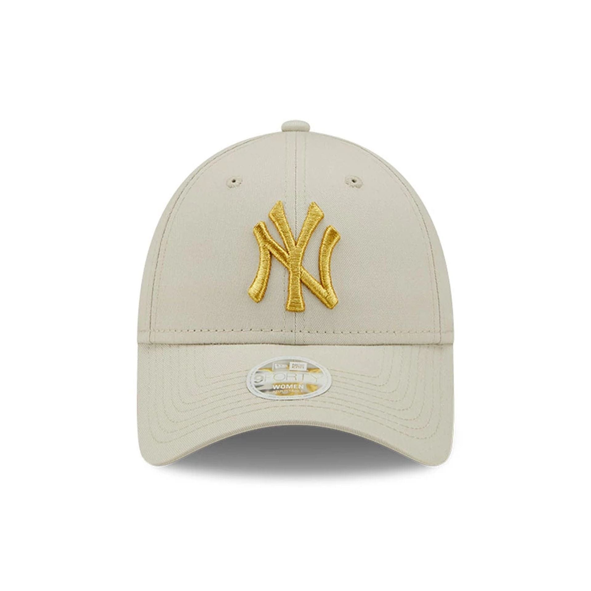 This is a New York Yankees Womens Metallic Logo Cream 9FORTY Adjustable Cap 2