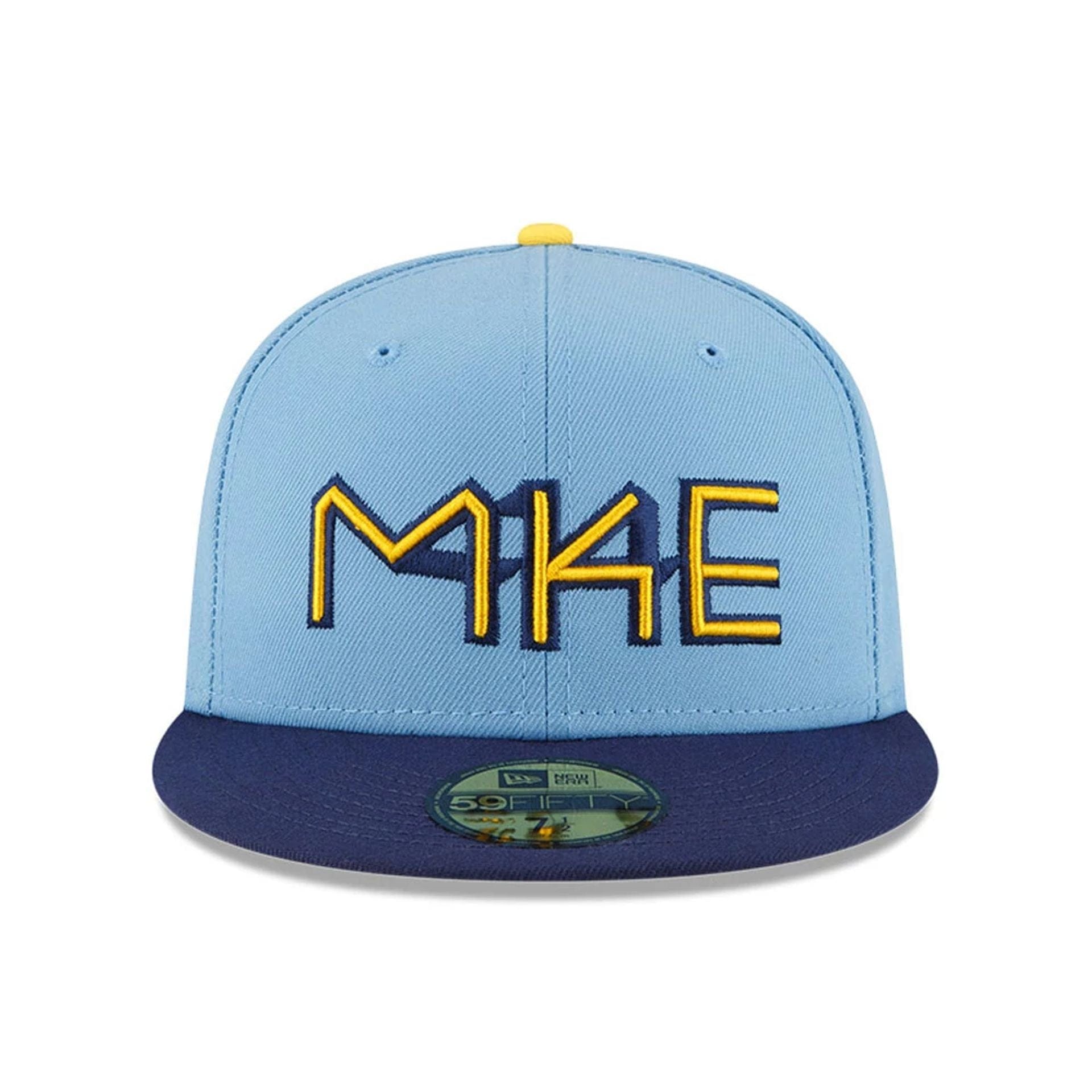 This is a Milwaukee Brewers MLB City Connect 2025 Blue 59FIFTY Fitted Cap 3