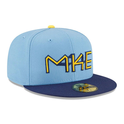 This is a Milwaukee Brewers MLB City Connect 2025 Blue 59FIFTY Fitted Cap 4