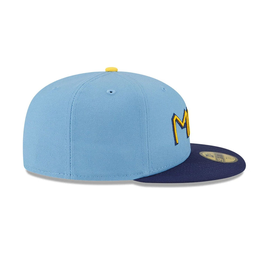 This is a Milwaukee Brewers MLB City Connect 2025 Blue 59FIFTY Fitted Cap 6