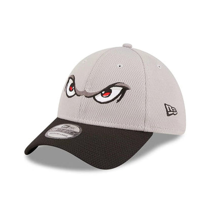 Pictured is this MiLB Batting Practice Lake Elsinore Storm 39THIRTY Stretch Fit cap in light grey. 1
