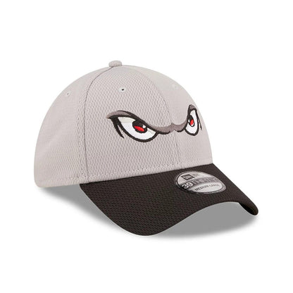 Pictured is this MiLB Batting Practice Lake Elsinore Storm 39THIRTY Stretch Fit cap in light grey. 3