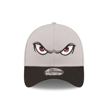 Pictured is this MiLB Batting Practice Lake Elsinore Storm 39THIRTY Stretch Fit cap in light grey. 2