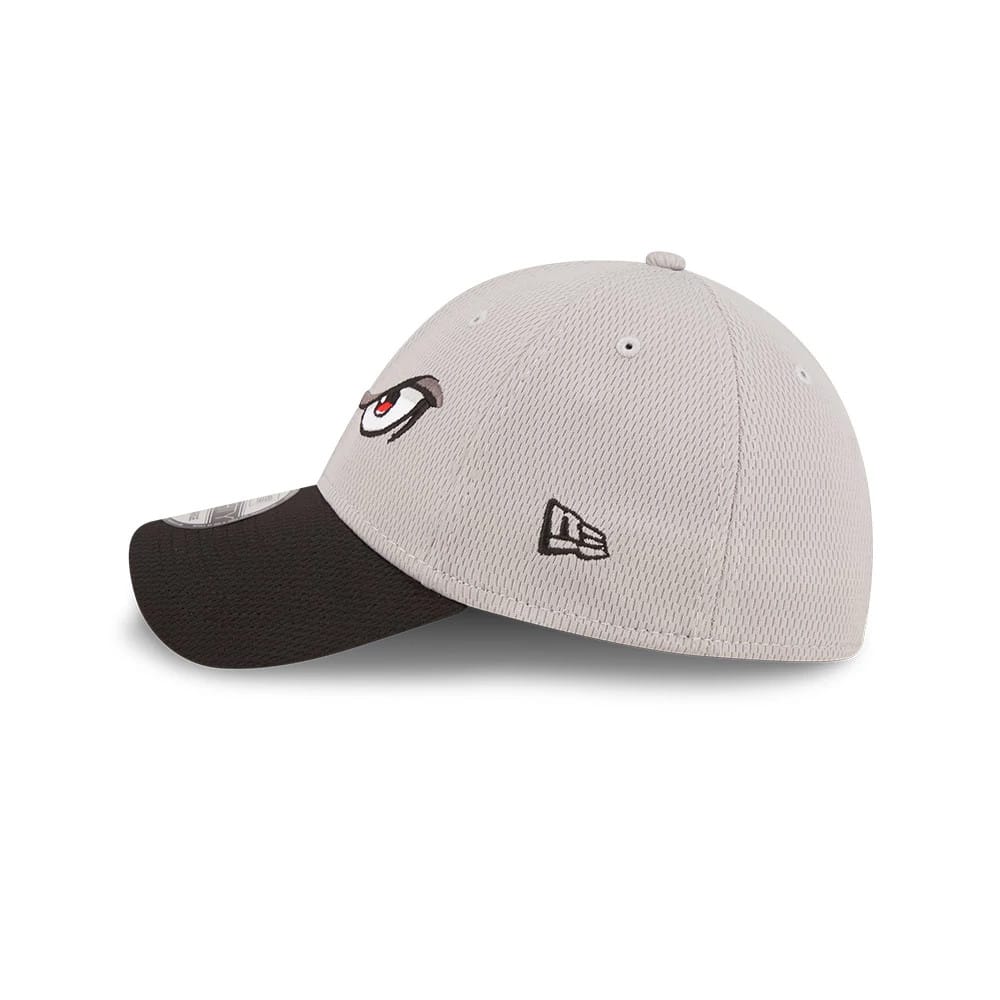 Pictured is this MiLB Batting Practice Lake Elsinore Storm 39THIRTY Stretch Fit cap in light grey. 5