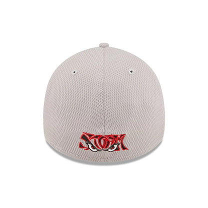 Pictured is this MiLB Batting Practice Lake Elsinore Storm 39THIRTY Stretch Fit cap in light grey. 4