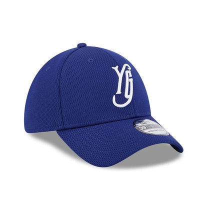 Pictured is this MiLB Batting Practice Hartford Yard Goats 39THIRTY Stretch Fit cap in dark blue. 3