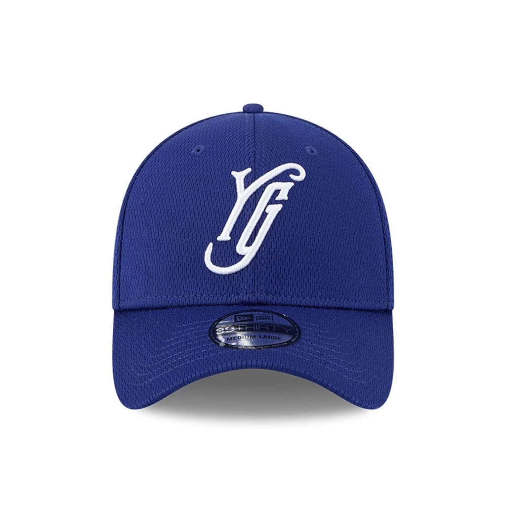 Pictured is this MiLB Batting Practice Hartford Yard Goats 39THIRTY Stretch Fit cap in dark blue. 2