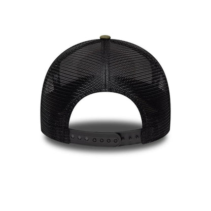 Pictured is this New Era Location Icon 9FORTY A-Frame Trucker Adjustable cap in green. 6