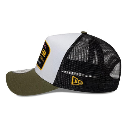 Pictured is this New Era Location Icon 9FORTY A-Frame Trucker Adjustable cap in green. 4
