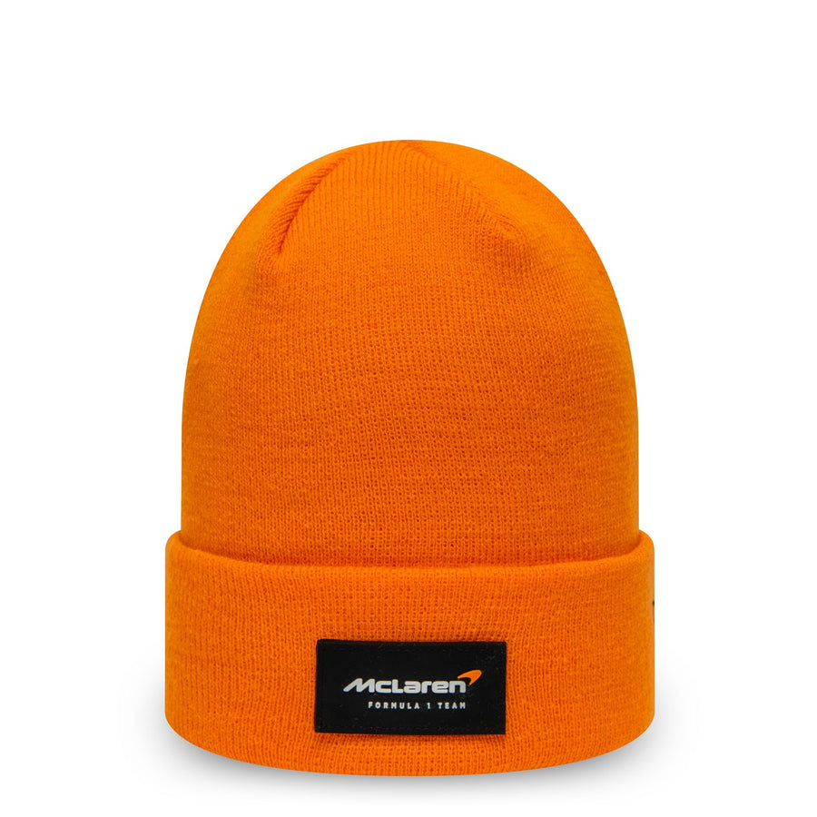 This is a McLaren Racing Orange Cuff Knit Beanie Hat 1