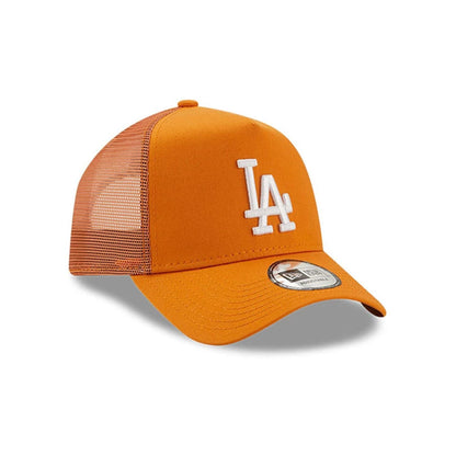 This is a LA Dodgers Youth MLB League Essential Dark Orange 9FORTY A-Frame Trucker Adjustable Cap 3