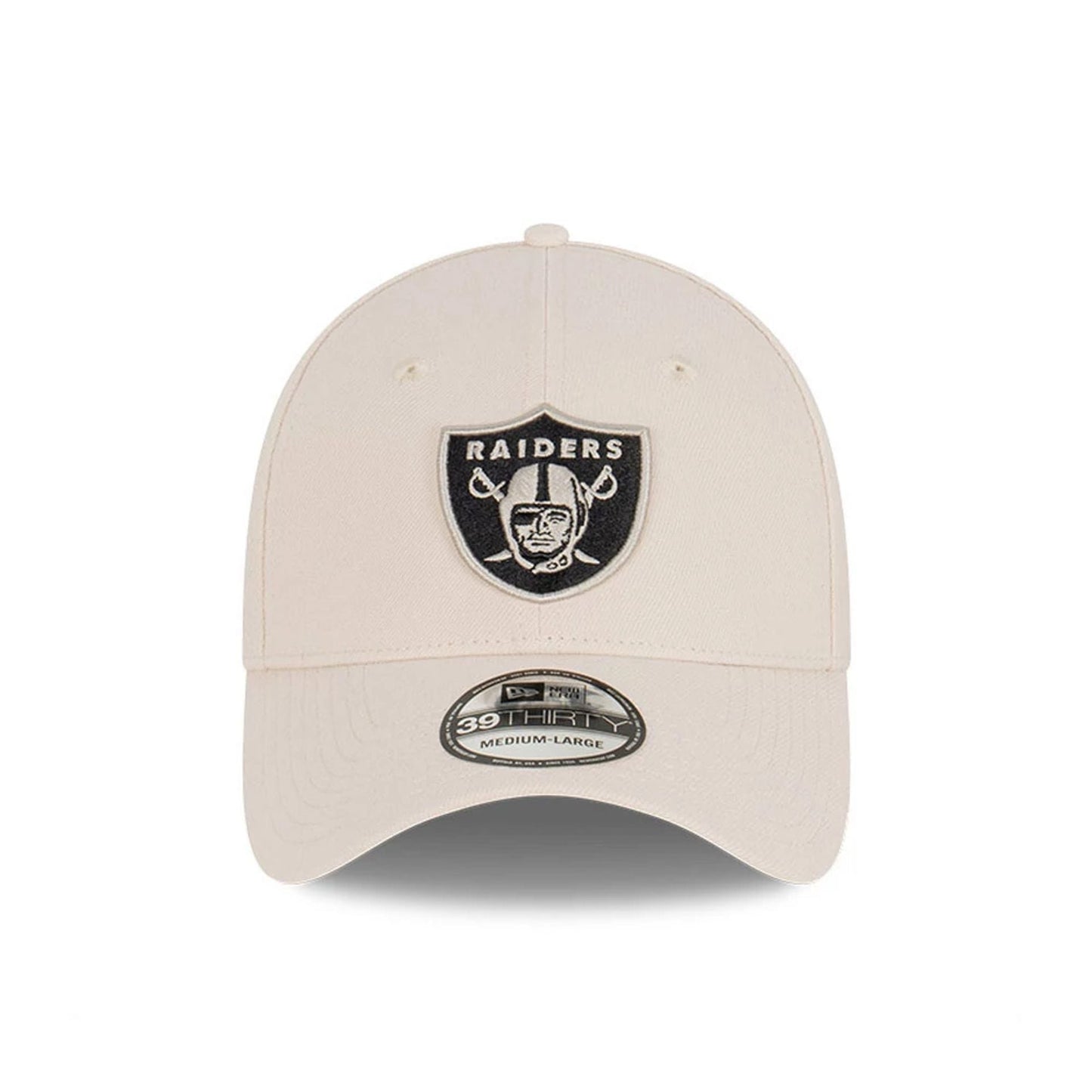 This is a Las Vegas Raiders Stone Cream 39THIRTY Stretch Fit Cap 2