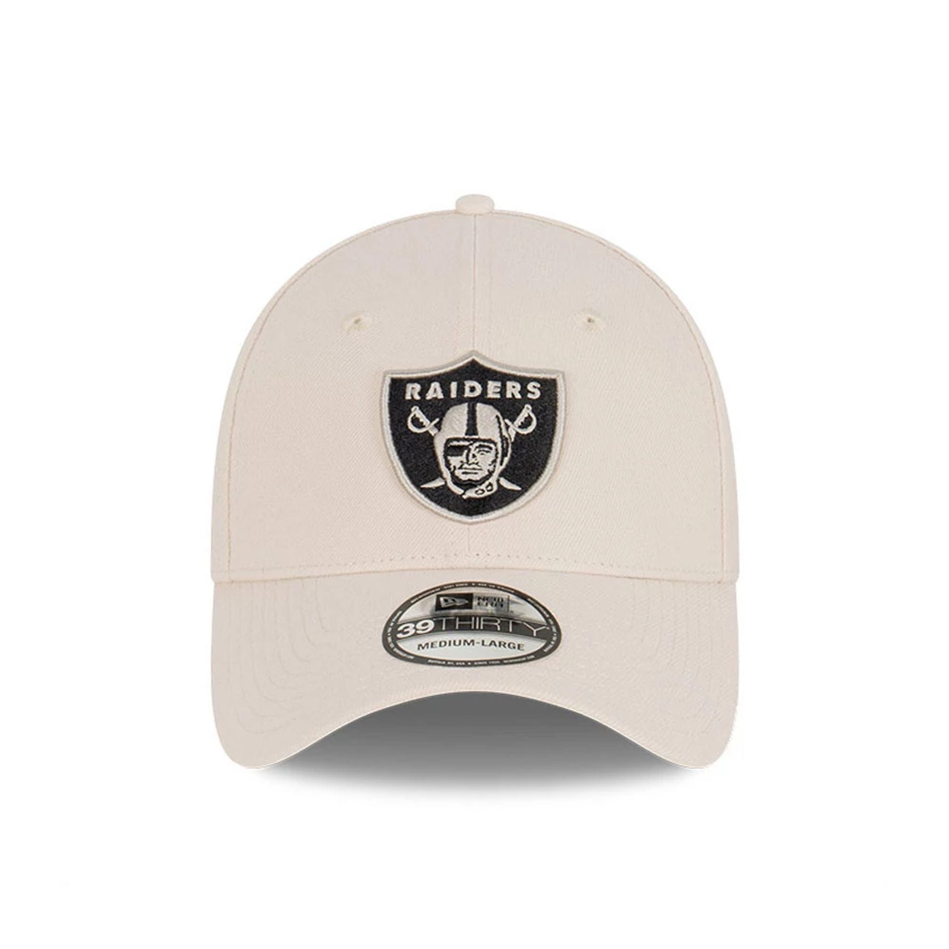 This is a Las Vegas Raiders Stone Cream 39THIRTY Stretch Fit Cap 2