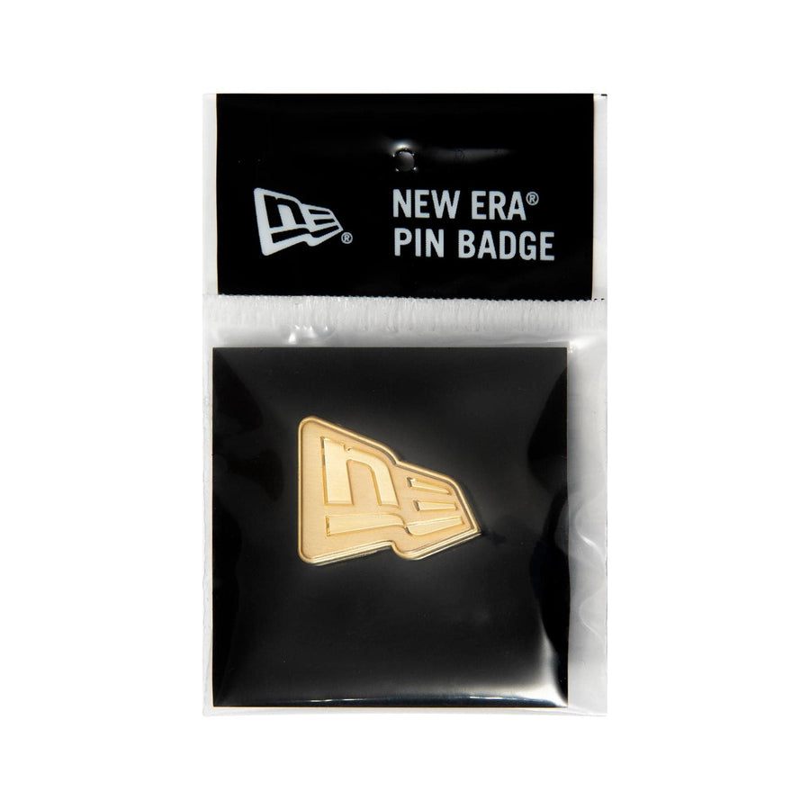 This is a New Era Flag Logo Gold Pin Badge 3