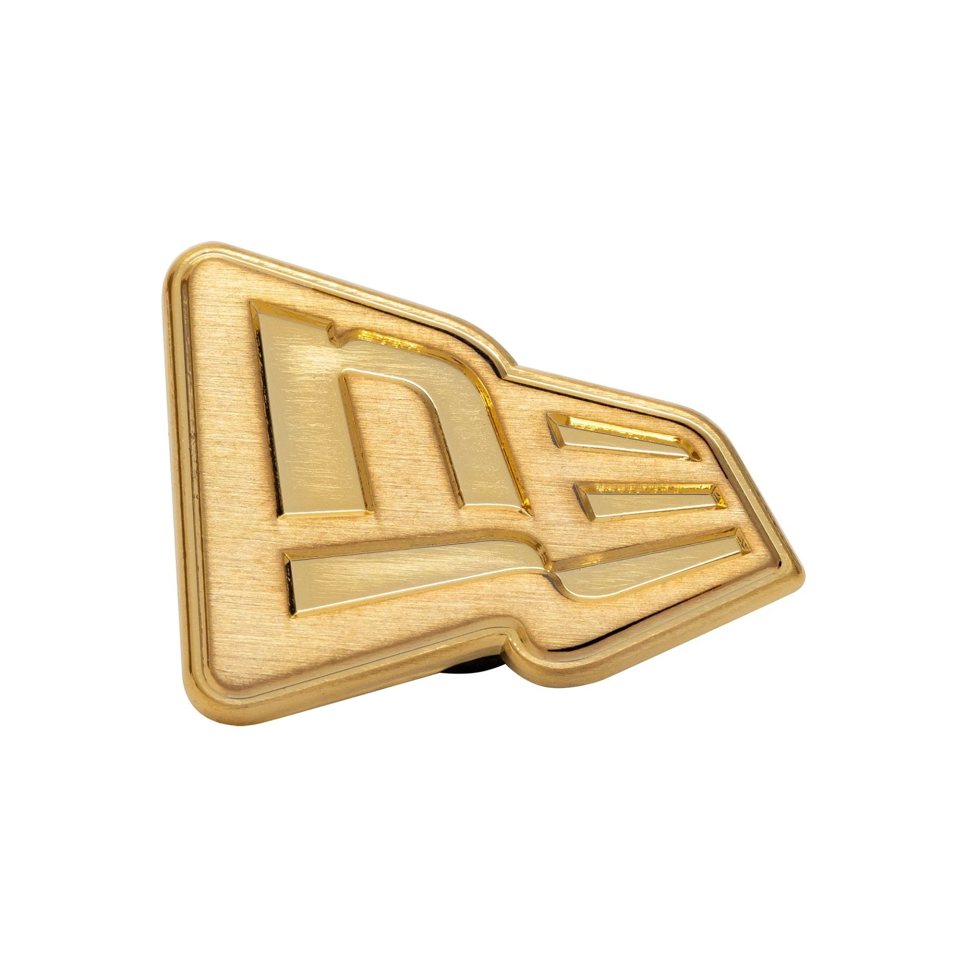 This is a New Era Flag Logo Gold Pin Badge 1