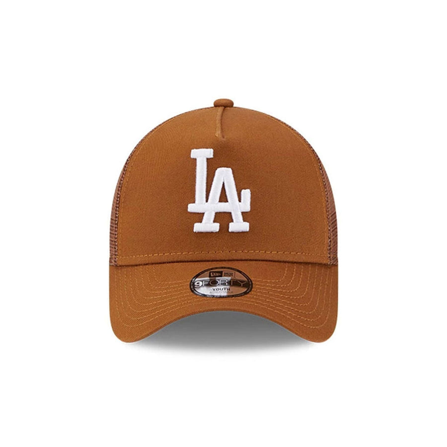 This is a Youth MLB League Essential LA Dodgers Brown 9FORTY Trucker Cap 2