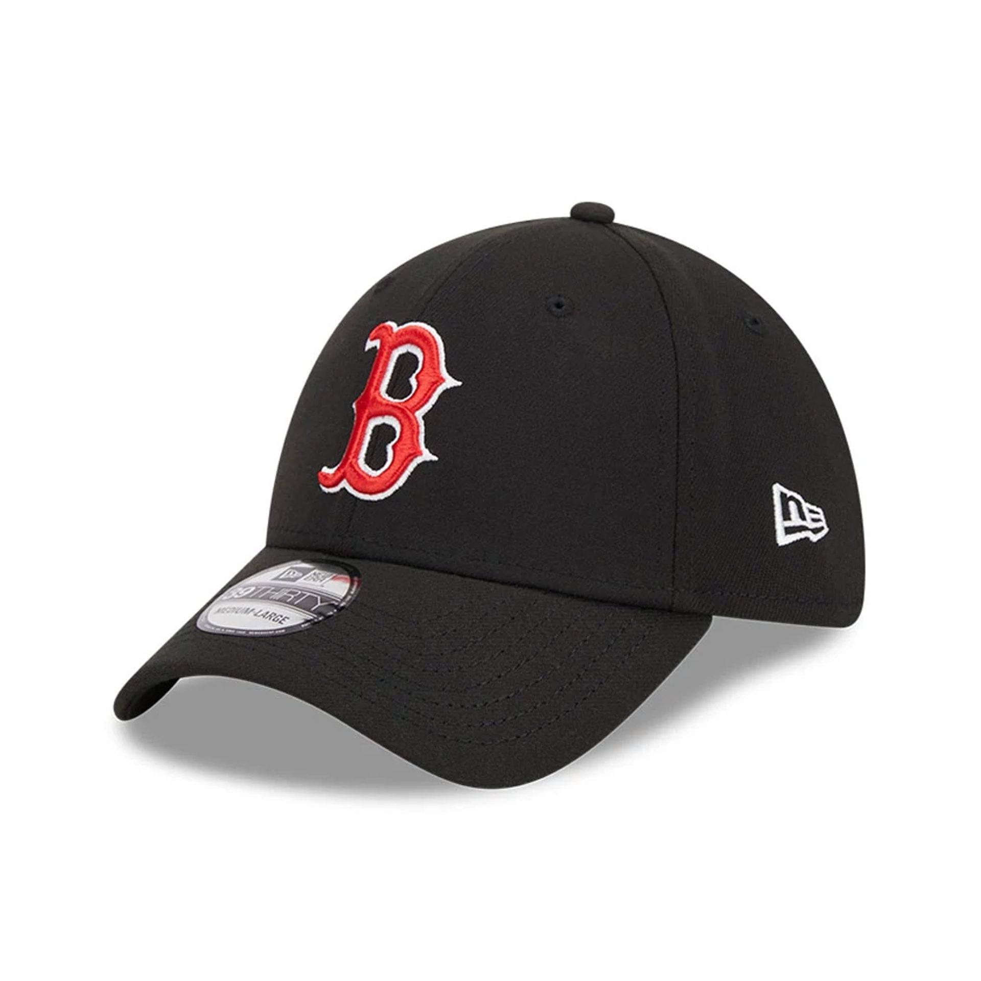 Pictured is this MLB Evergreen Boston Red Sox 39THIRTY Stretch Fit cap in black. 1