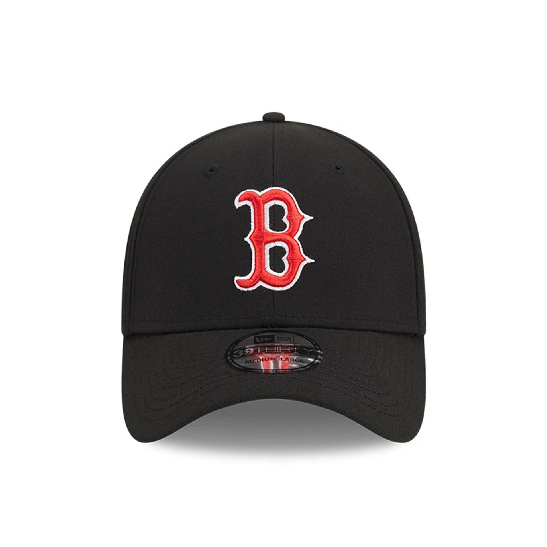 Pictured is this MLB Evergreen Boston Red Sox 39THIRTY Stretch Fit cap in black. 2