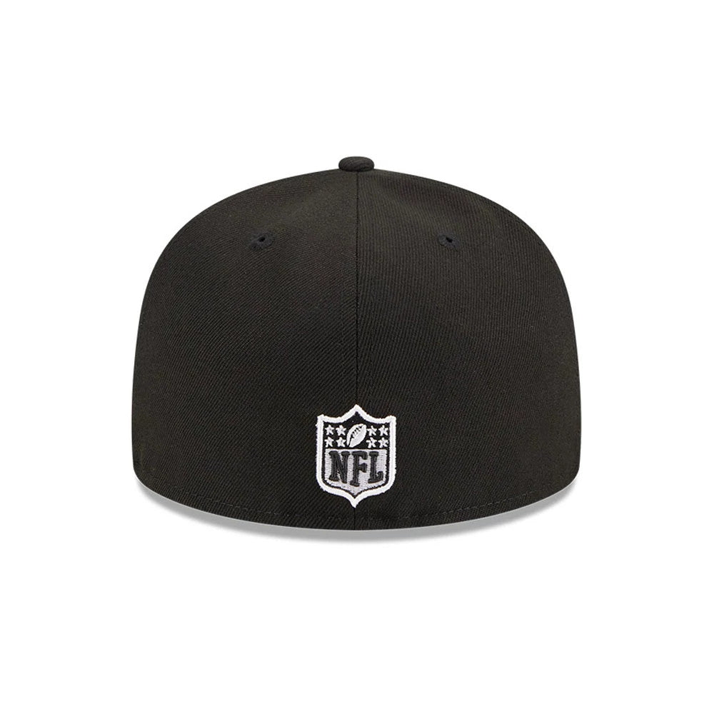 Pictured is this NFL Evergreen Las Vegas Raiders 59FIFTY Fitted cap in black. 7