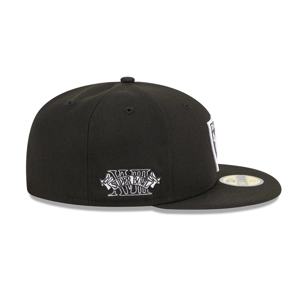 Pictured is this NFL Evergreen Las Vegas Raiders 59FIFTY Fitted cap in black. 5