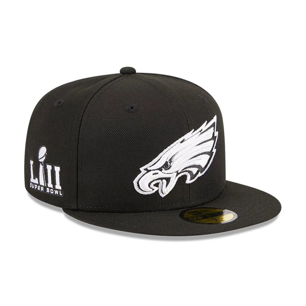 Pictured is this NFL Evergreen Philadelphia Eagles 59FIFTY Fitted cap in black. 1