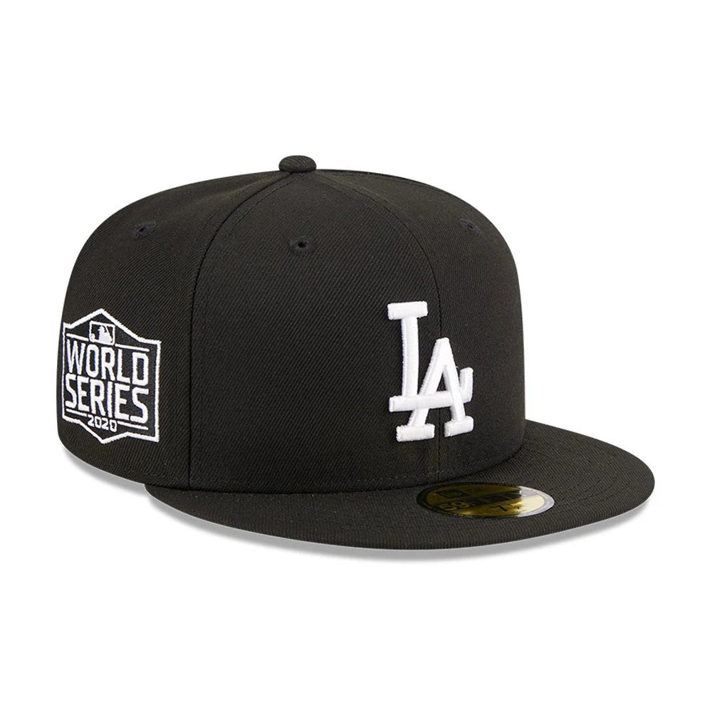 Pictured is this MLB Evergreen LA Dodgers 59FIFTY Fitted cap in black. 1