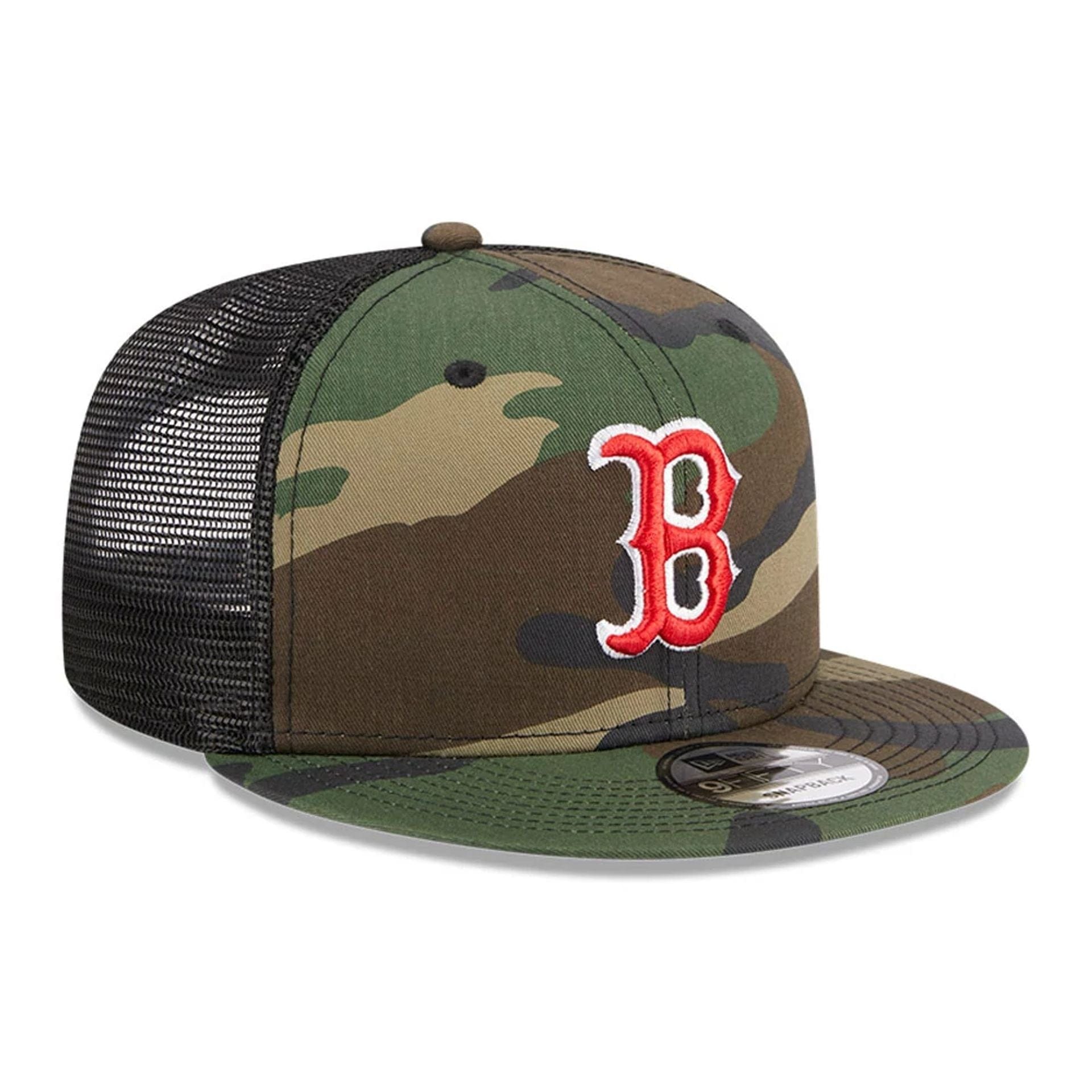 Pictured is this MLB Evergreen Boston Red Sox 9FIFTY Trucker cap in camo. 4