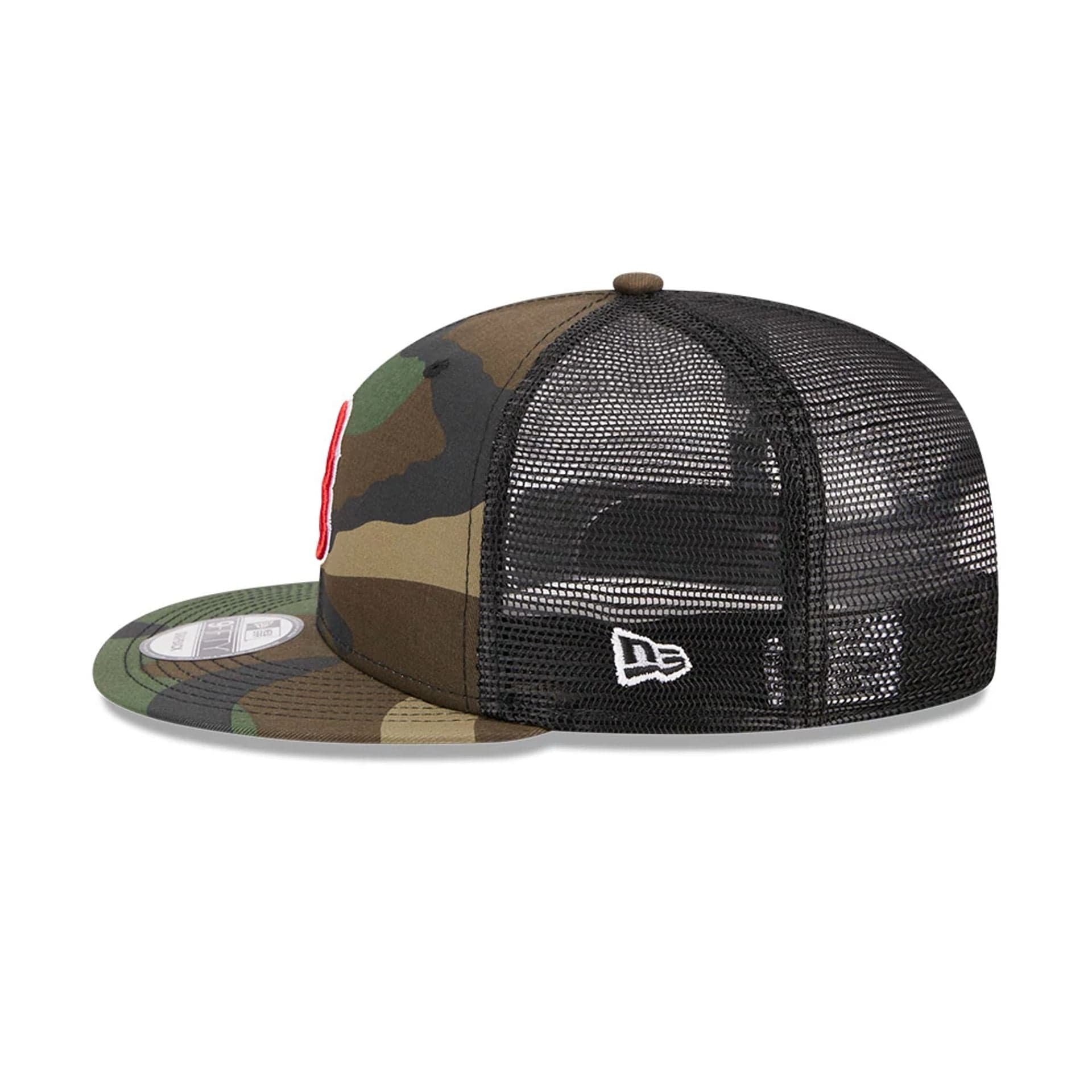 Pictured is this MLB Evergreen Boston Red Sox 9FIFTY Trucker cap in camo. 6