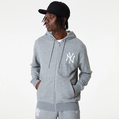 The Male model is wearing New York Yankees MLB Essential Grey Full Zip Hoodie 4
