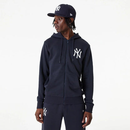 The Male model is wearing New York Yankees MLB Essential Navy Full Zip Hoodie 1