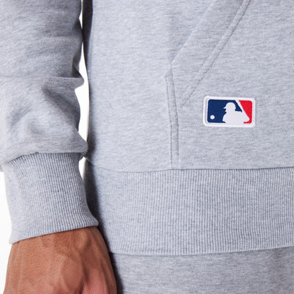 The Male model is wearing LA Dodgers MLB Regular Grey Pullover Hoodie 4